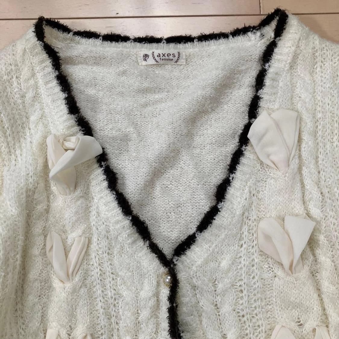 엑시즈팜 히메갸루 리본 니트 가디건 상품이미지2