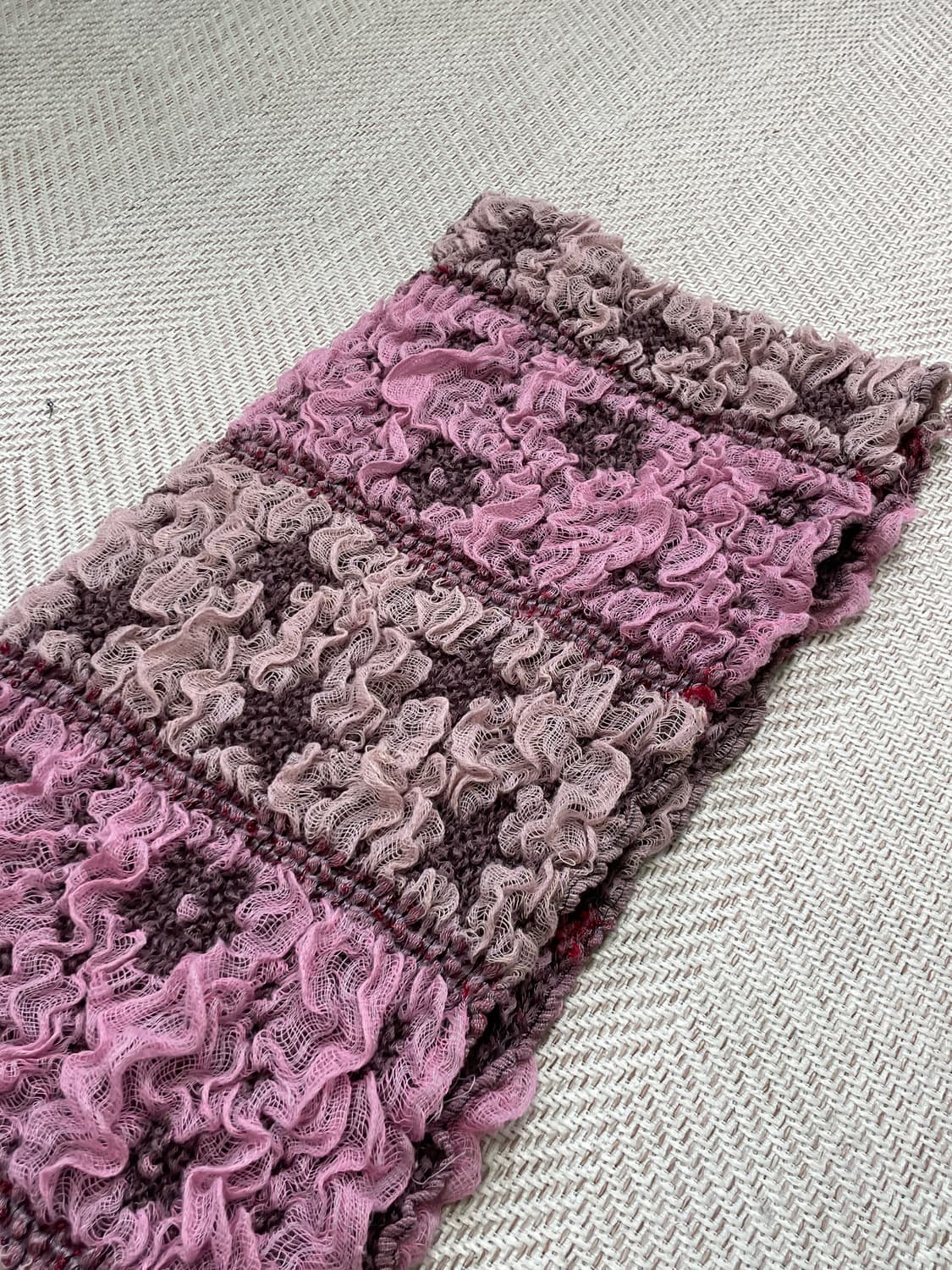 빈티지 플로럴 텍스처 니트 머플러 J04118 상품이미지8