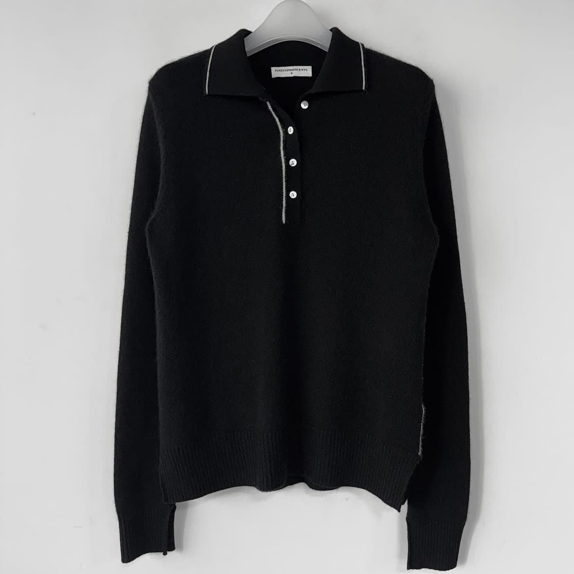 퓨어캐시미어 NYC 배색 라인 폴로 니트 상품이미지2