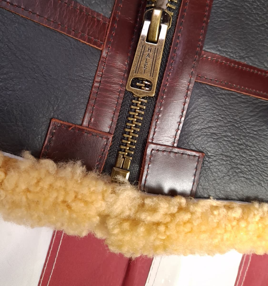 새제품 WW2 대전용 밀리터리 리얼레더 B-6 항공 폭격기 무스탕 상품이미지3