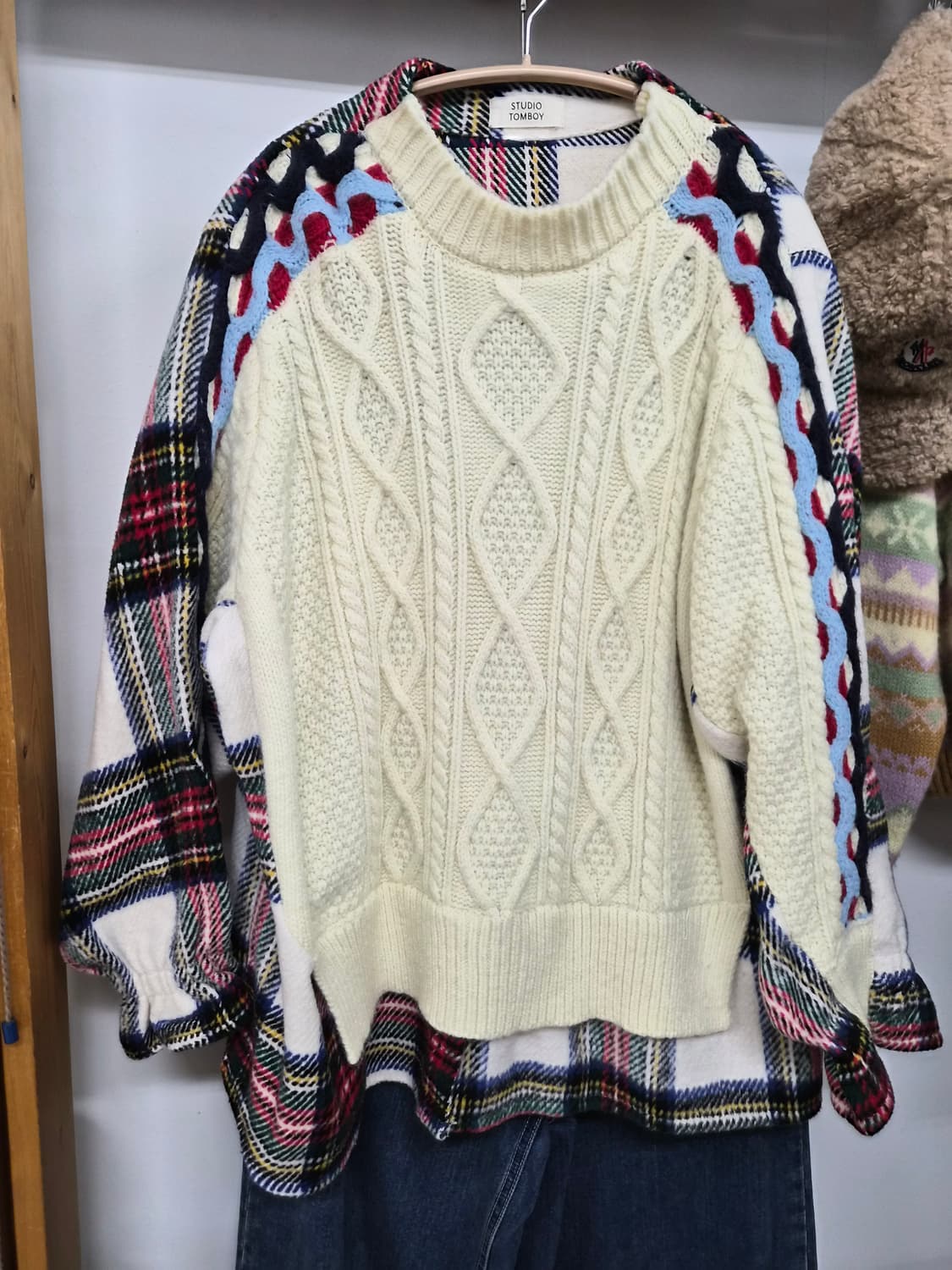 톰보이 배색 니트.  디자이너 와이드데님 상품이미지2