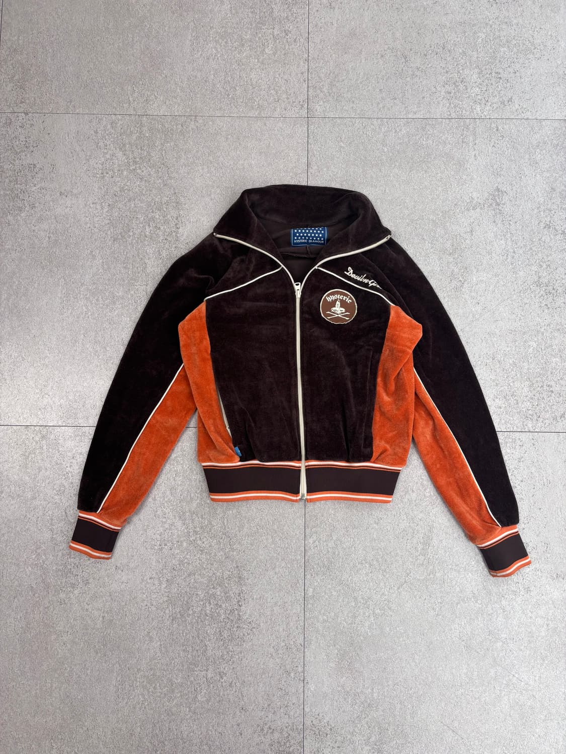 90s 히스테릭 글래머 브라운/오렌지 테리 벨벳 집업 상품이미지1