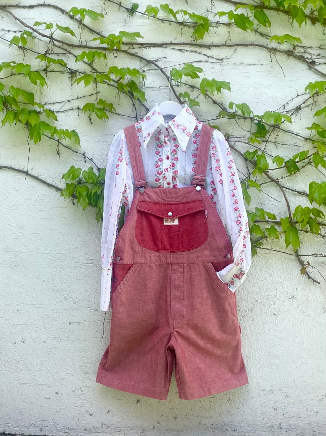 PINK HOUSE 베어 자수 오버롤 (Red) 상품이미지1