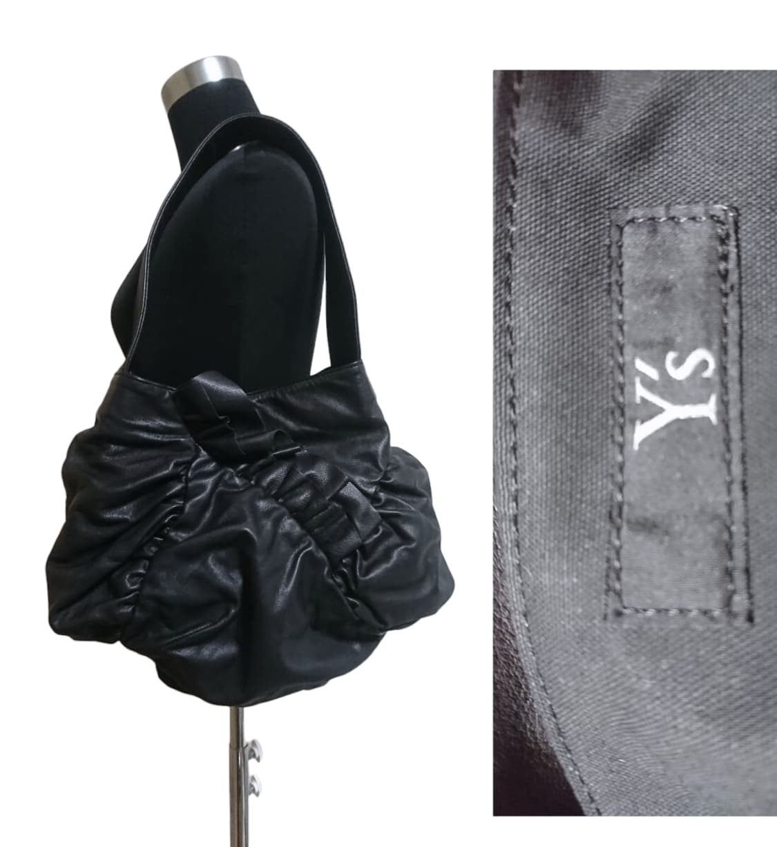 요지 야마모토 와이즈 레더 프릴 주름 숄더백 상품이미지7