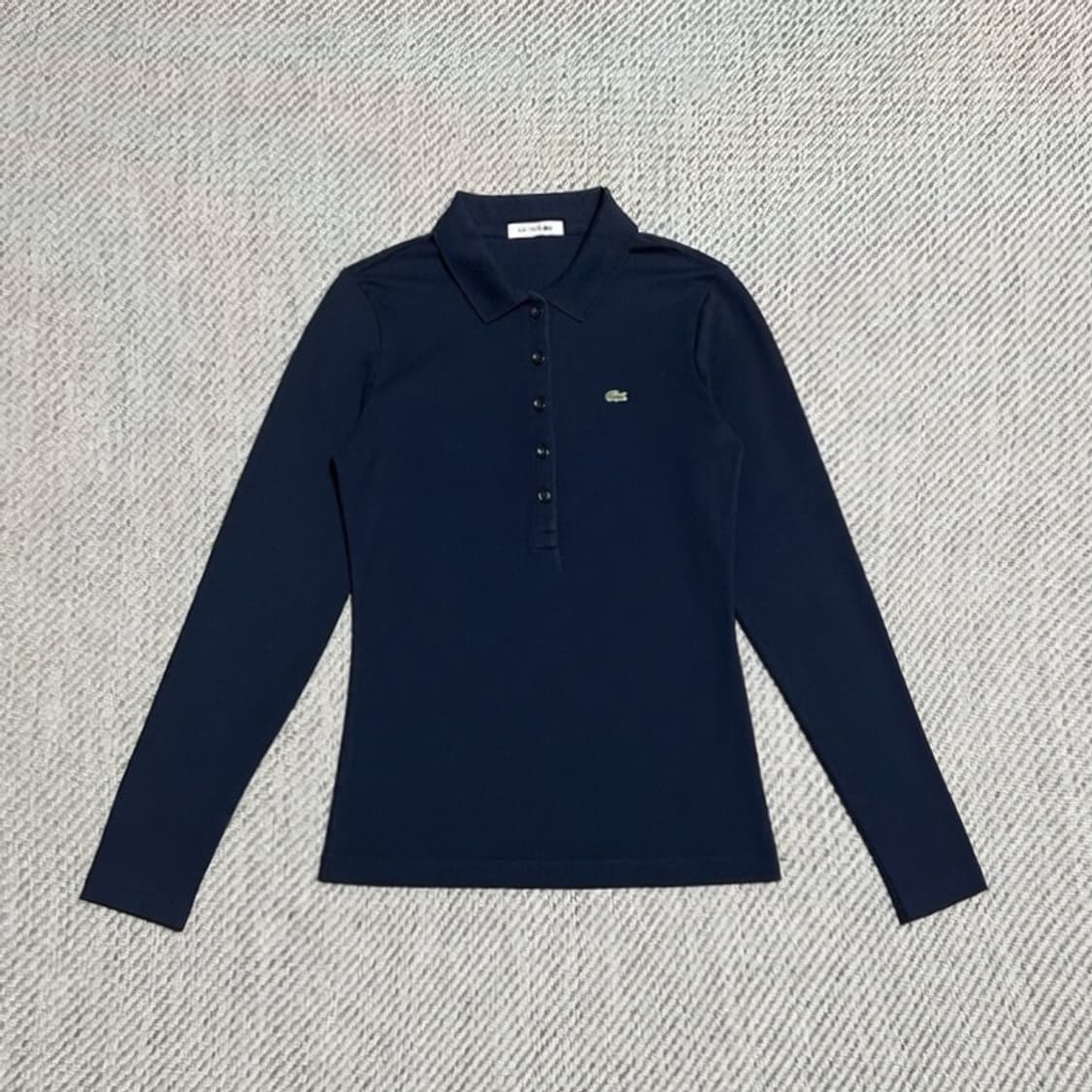 [L] Lacoste 라코스테 우먼즈 네이비 슬림핏 긴팔 카라티 상품이미지1