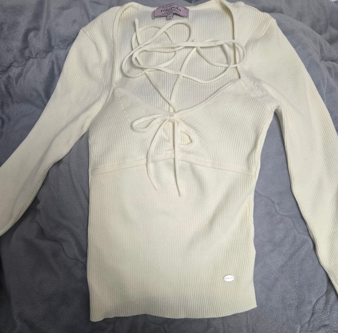 로라로라 RIBBON HALTER KNIT IVORY(미착용) 상품이미지5