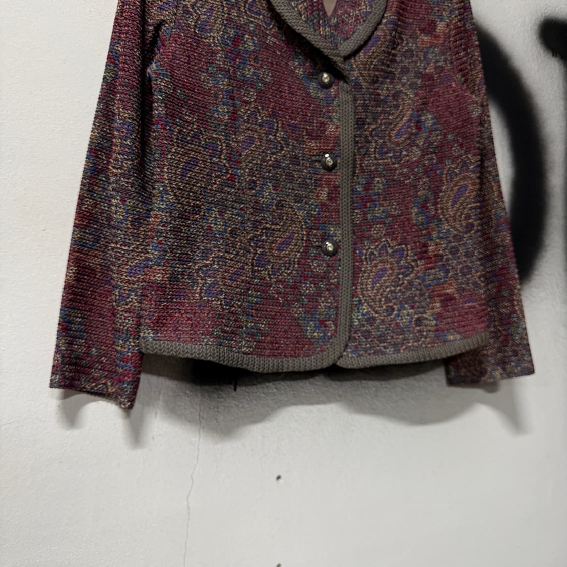 VTG 빈티지 글랜 스타일 페이즐리 자카드 풀 패턴 싱글 자켓 상품이미지4