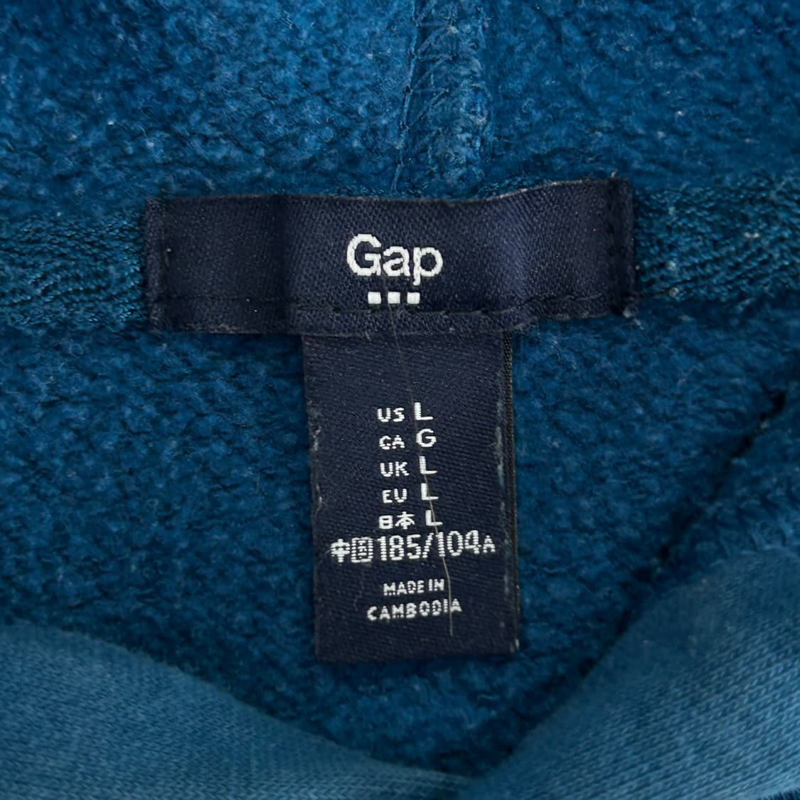 Gap 갭 블랙로고 딥블루 기모 후드티 상품이미지5