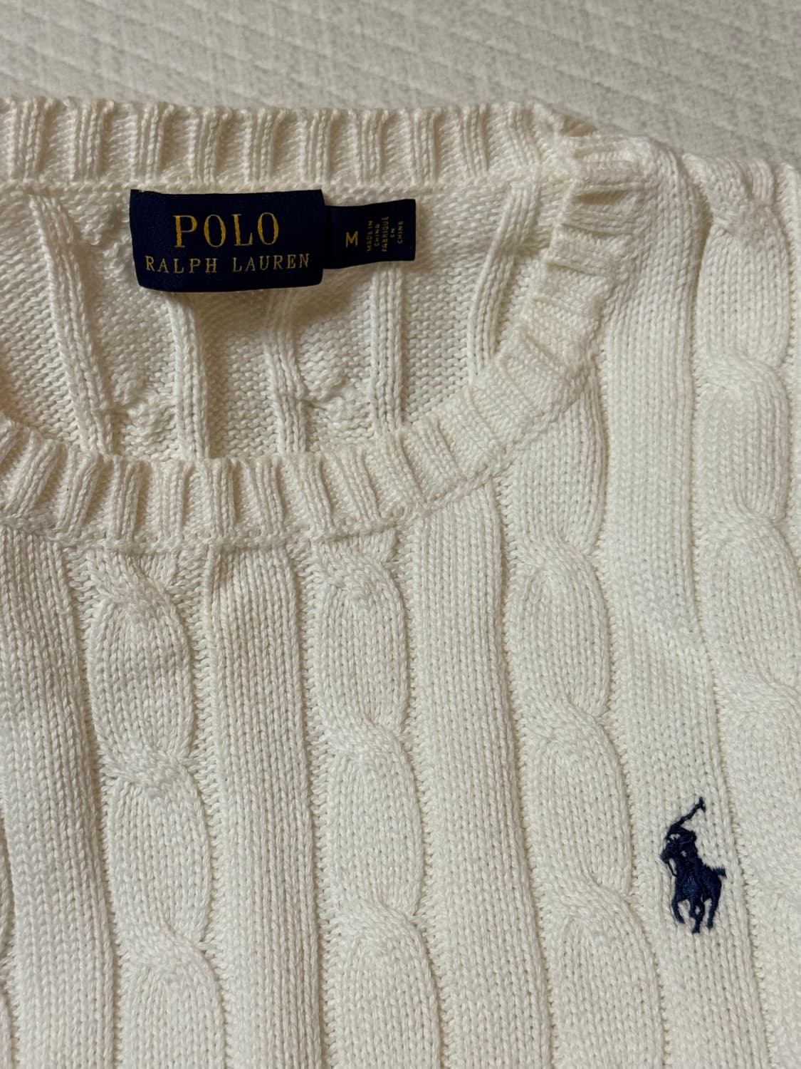 폴로 랄프로렌 케이블 니트 아이보리 M 상품이미지3