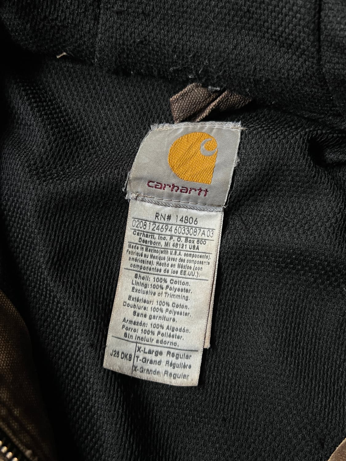 [XL]칼하트 USA J25 하드 페이딩 다크브라운 액티브 워크자켓 상품이미지6