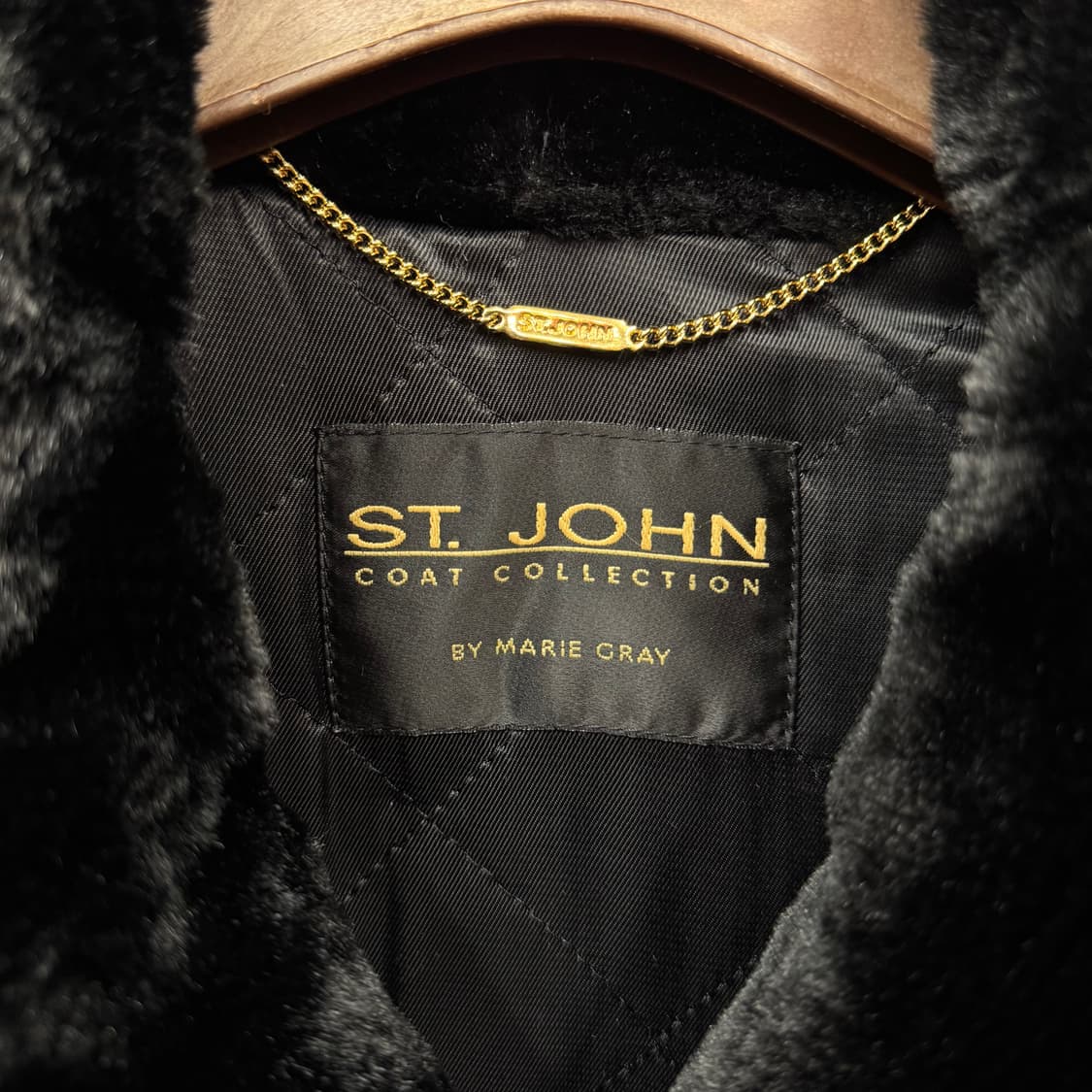 90s 세인트 존 빈티지 퍼카라 퍼자켓 금장 버튼 포인트 블랙 상품이미지5