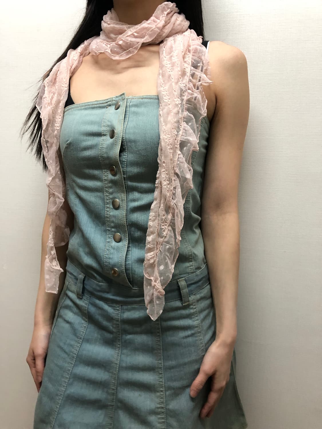 빈티지 핑크 프릴 스카프 상품이미지2