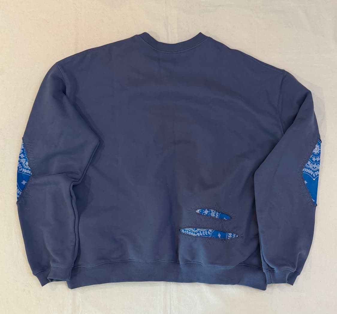 블랙아웃 반다나 데미지 사시코 스웻셔츠 맨투맨 블루 상품이미지3