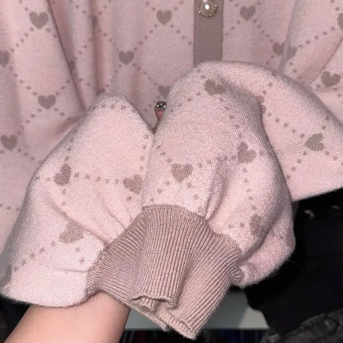 HONEY CINNAMON 허니시나몬 패턴 리본 니트 가디건 상품이미지5