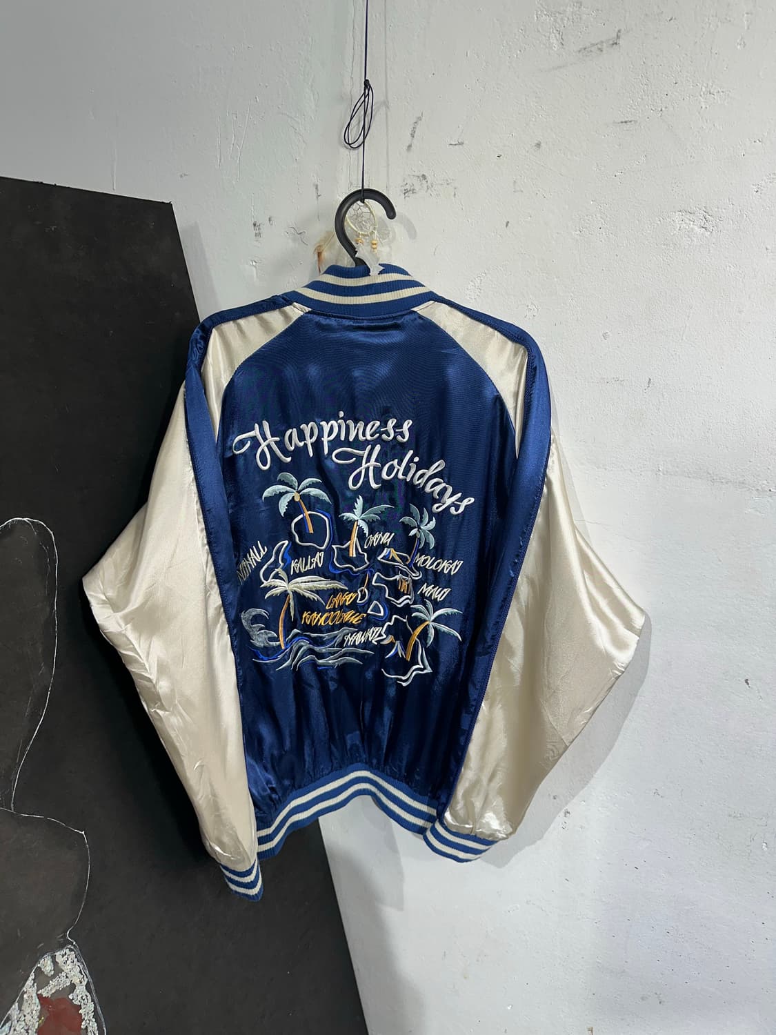 Jpn 일본빈티지 재패니즈 오리엔탈 야자수 네이비 스카잔 자켓 상품이미지8