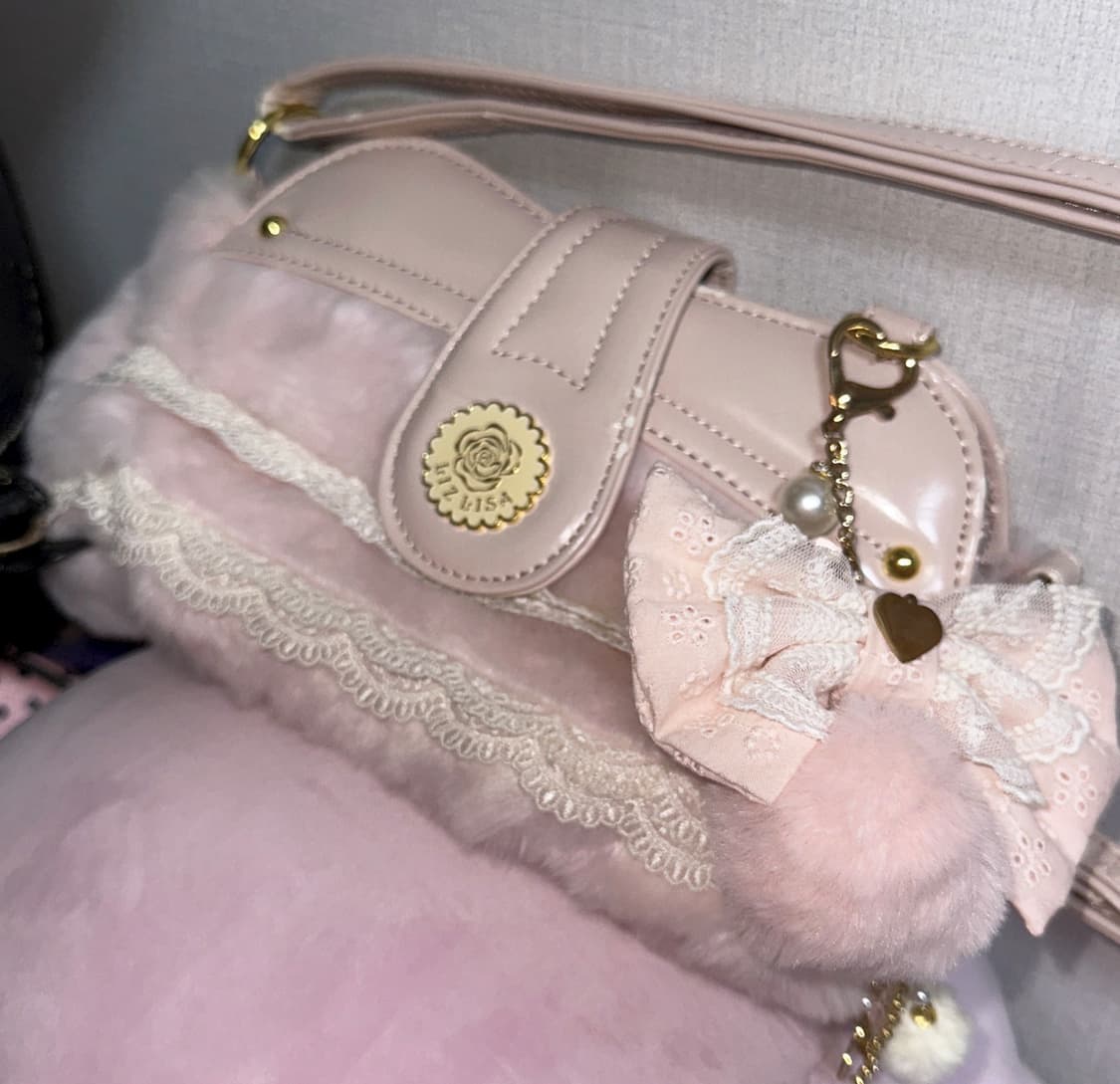 [제시] 리즈리사 폼폼이 퍼 핑크 크로스백 상품이미지1