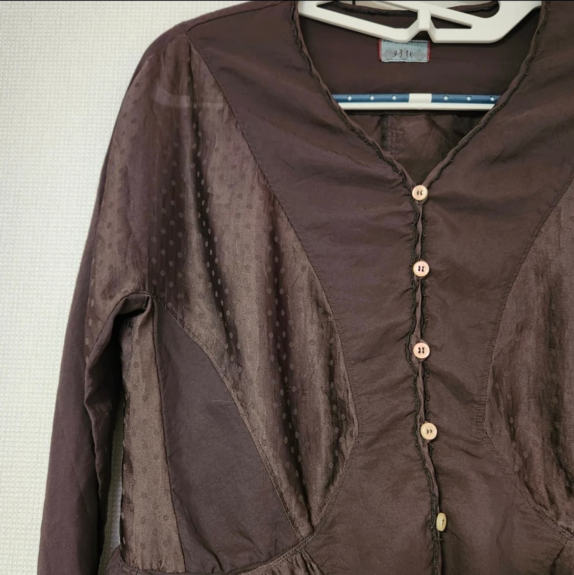 희귀 빈티지 모리걸 레이어드 도트 가디건 브라운 상품이미지1