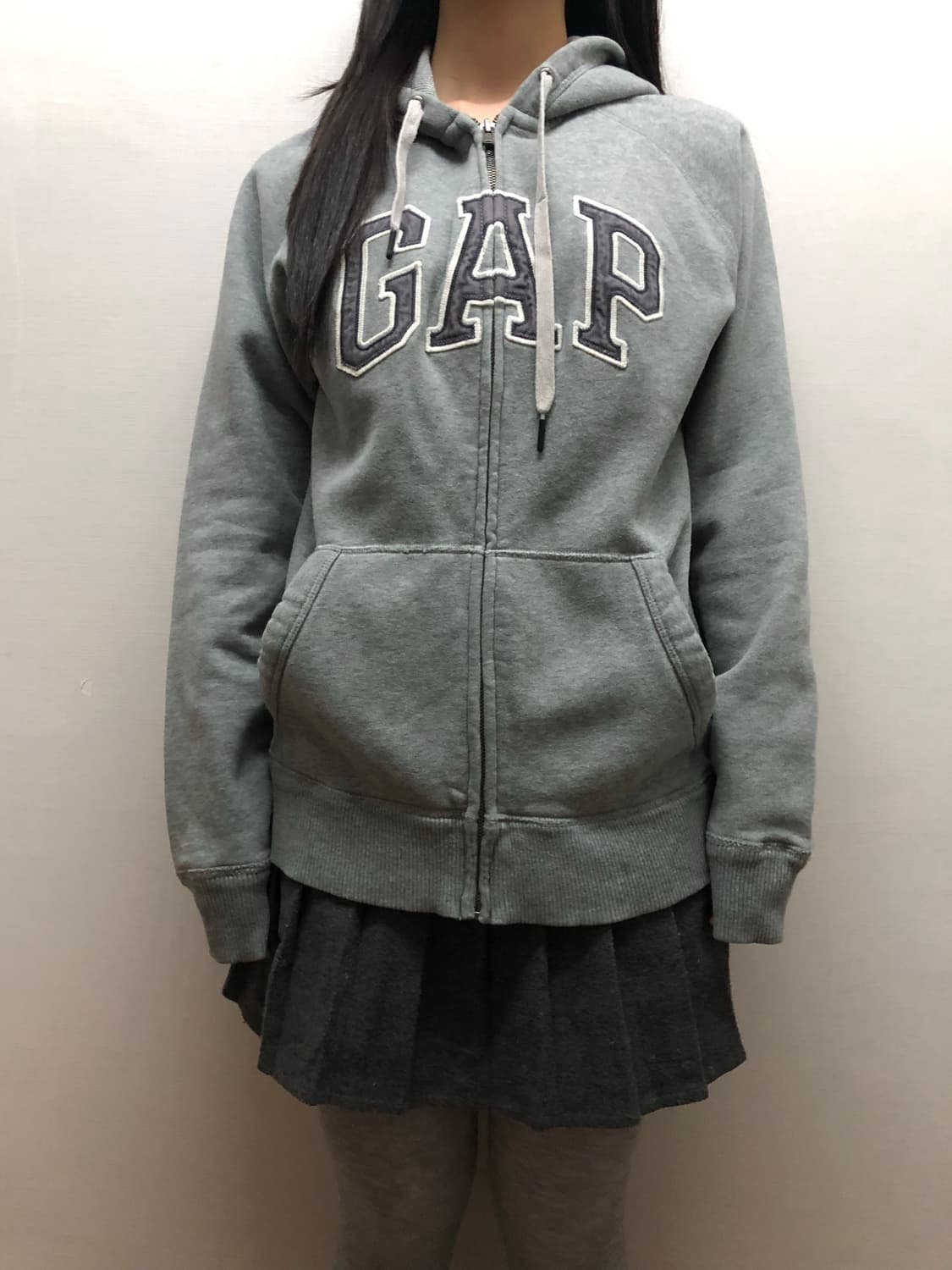 빈티지 갭 그레이 데님 패치 후드집업 상품이미지4