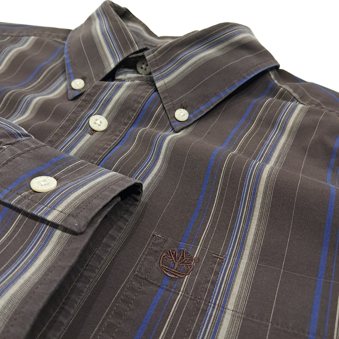 CL494 L 팀버랜드 90s 터키판 코튼 스트라이프 브라운 셔츠 남방 상품이미지5