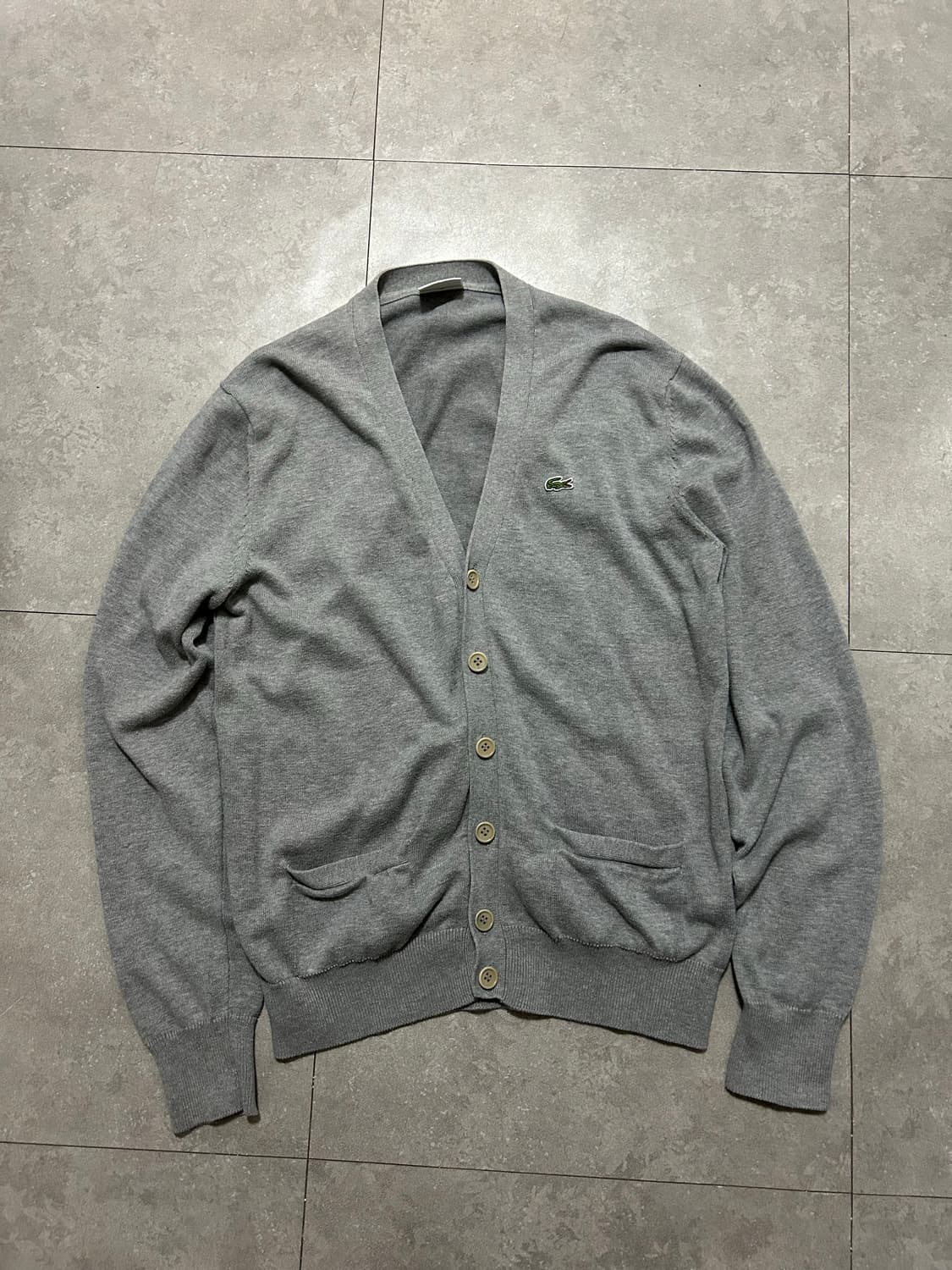 라코스테 라이트 그레이  코튼니트 빈티지 가디건 100size  상품이미지1