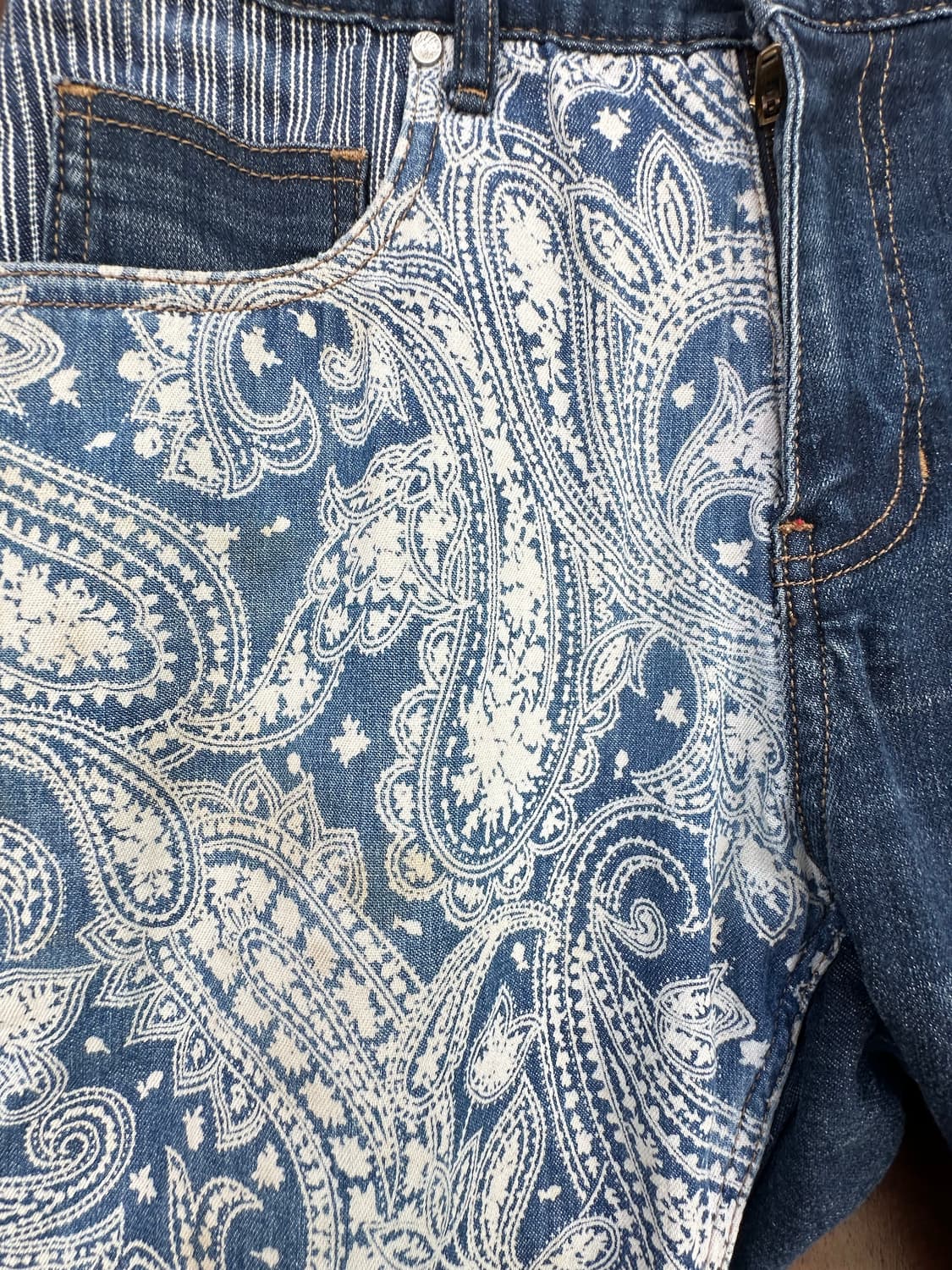  에비스 페이즐리 패치워크 데님 쇼츠 상품이미지3