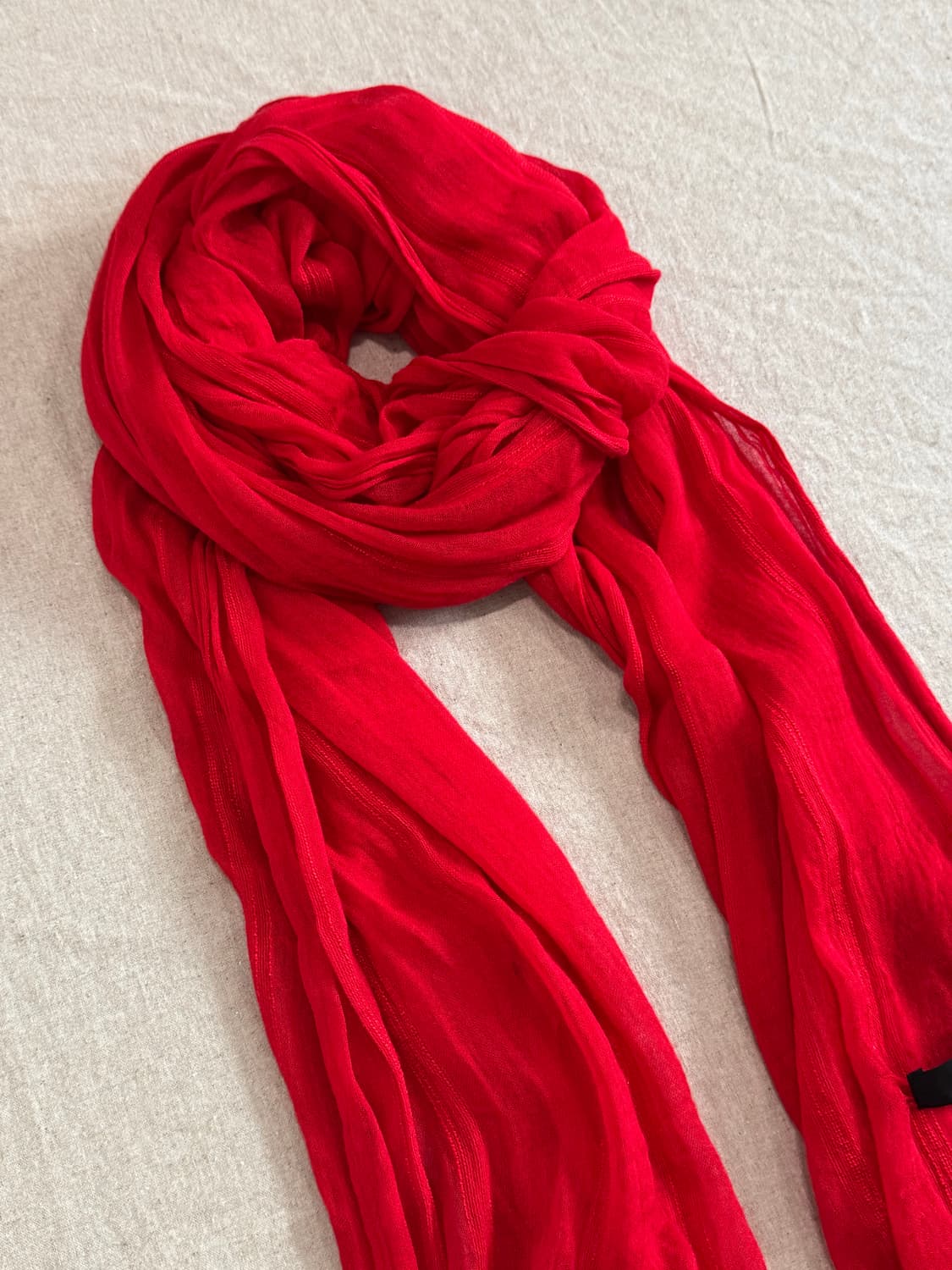 요지야마모토 레드 스트라이프 울린넨 롱 머플러 상품이미지3