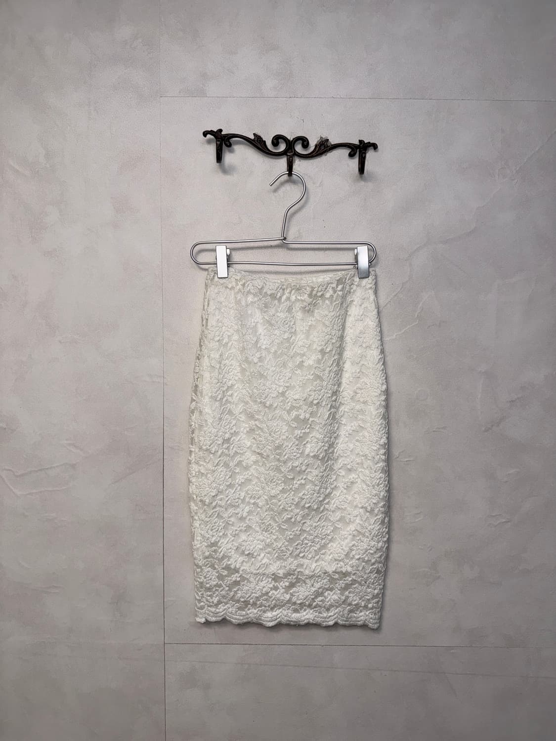 Ivory floral lace banding midi skirt 상품이미지3