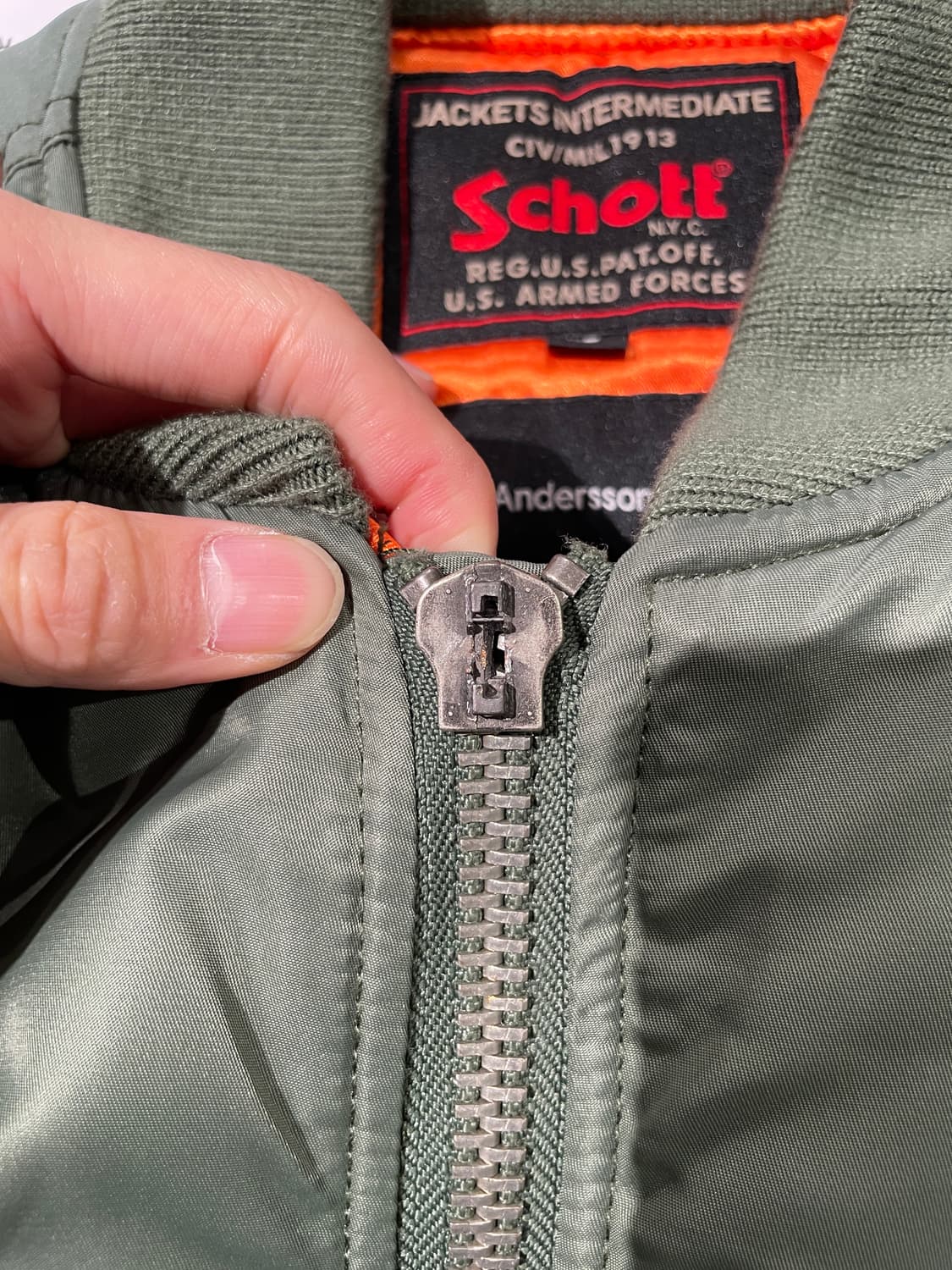 쇼트 x 앤더슨벨 카키 수베니어 드래곤 sb-13 봄버 자켓 상품이미지10