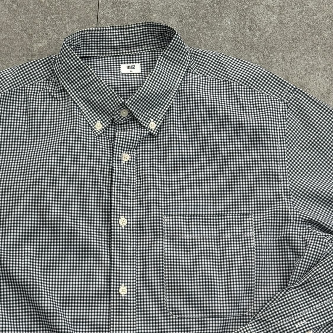 새상품급 유니클로 셔츠 블랙체크 상품이미지4