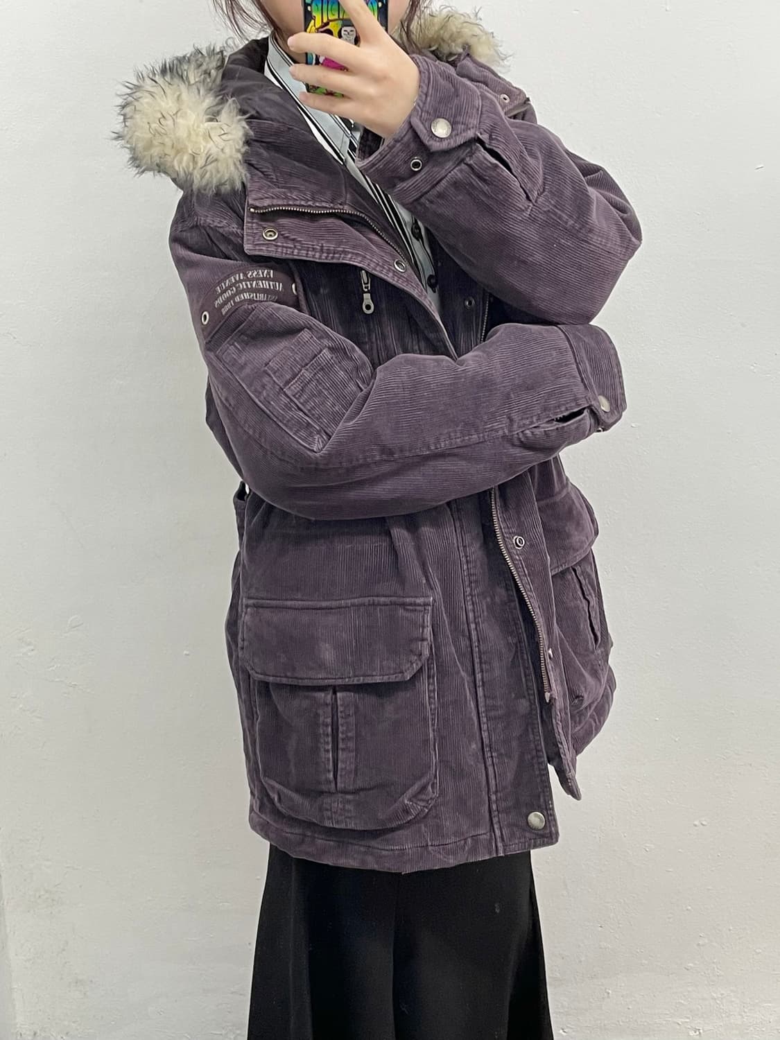 퍼플 코듀로이 퍼 야상 자켓 상품이미지4