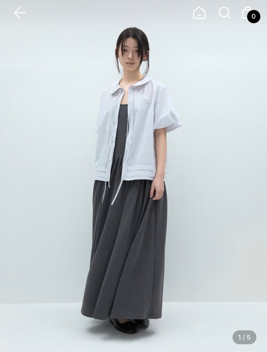 니히 Ribbon half shirt 체크 상품이미지1