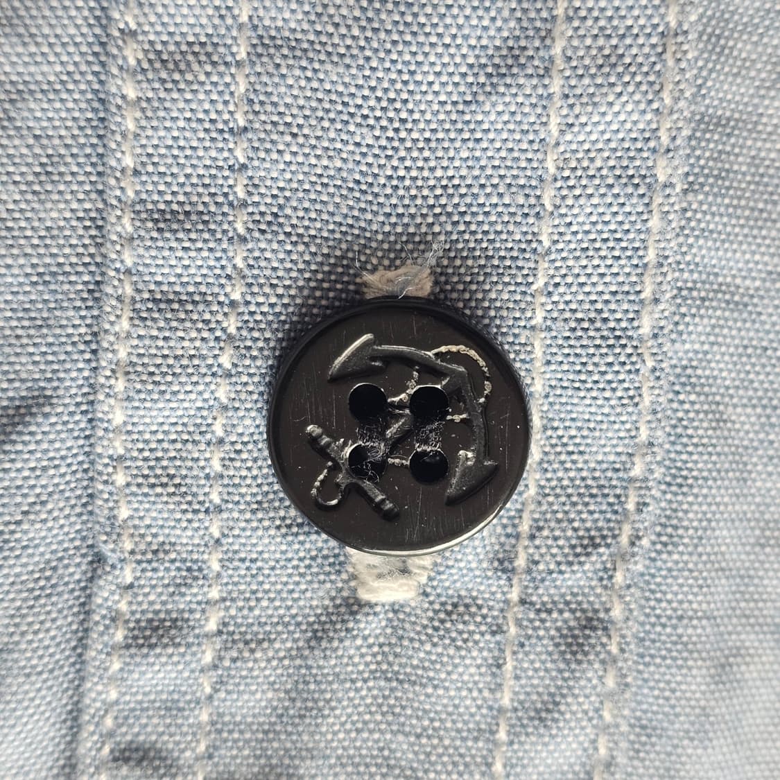 95 M ) 마린버튼 반팔 셔츠 연청 라이트블루 워싱 마린룩 상품이미지4