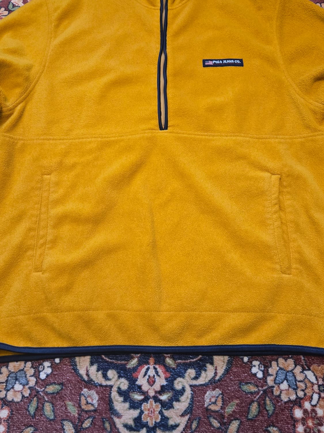 90s 폴로진스 하프집업 후리스 머스타드 XL 상품이미지5
