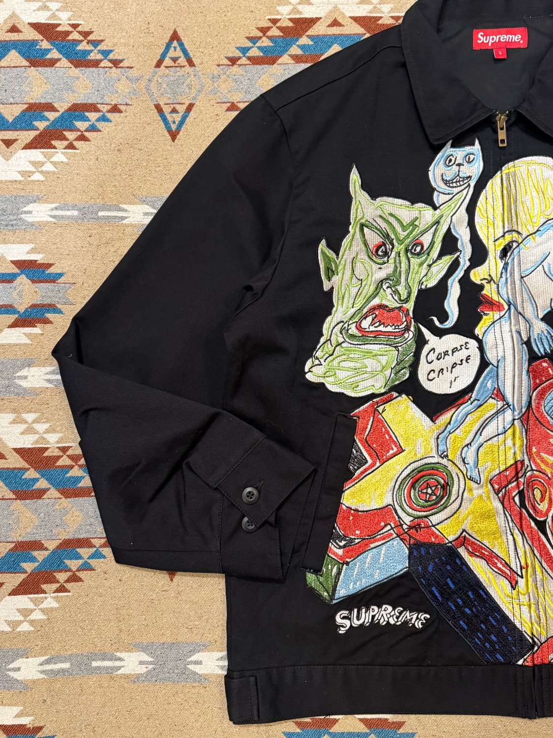 [L] 슈프림 x 다니엘 존스턴 워크자켓 블랙  상품이미지5