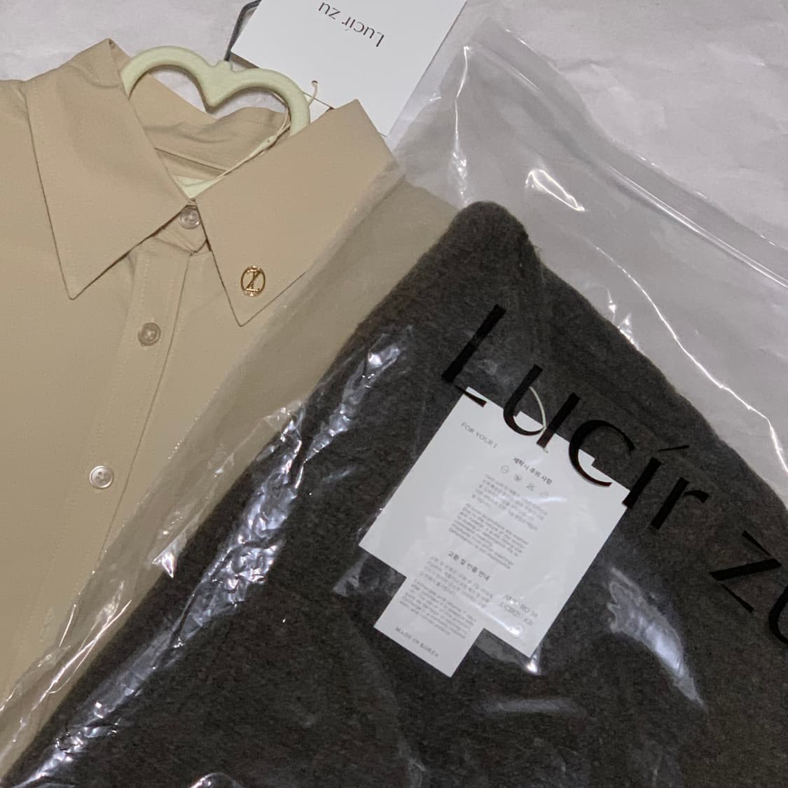 새상품 ) 루시르주 원오프숄더 니트 세트 (브라운) 상품이미지6