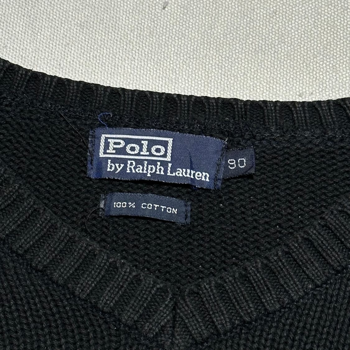 90 폴로랄프로랜 브이넥 코튼 블랙 니트 상품이미지4