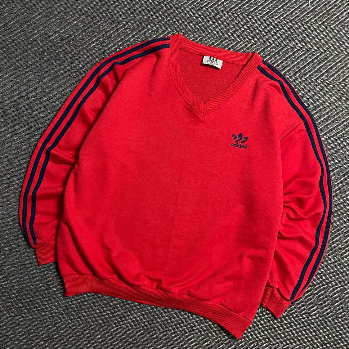 90s 아디다스 올드스쿨 스트라이프 브이넥 스웻 긴팔 티셔츠y 5365 상품이미지1