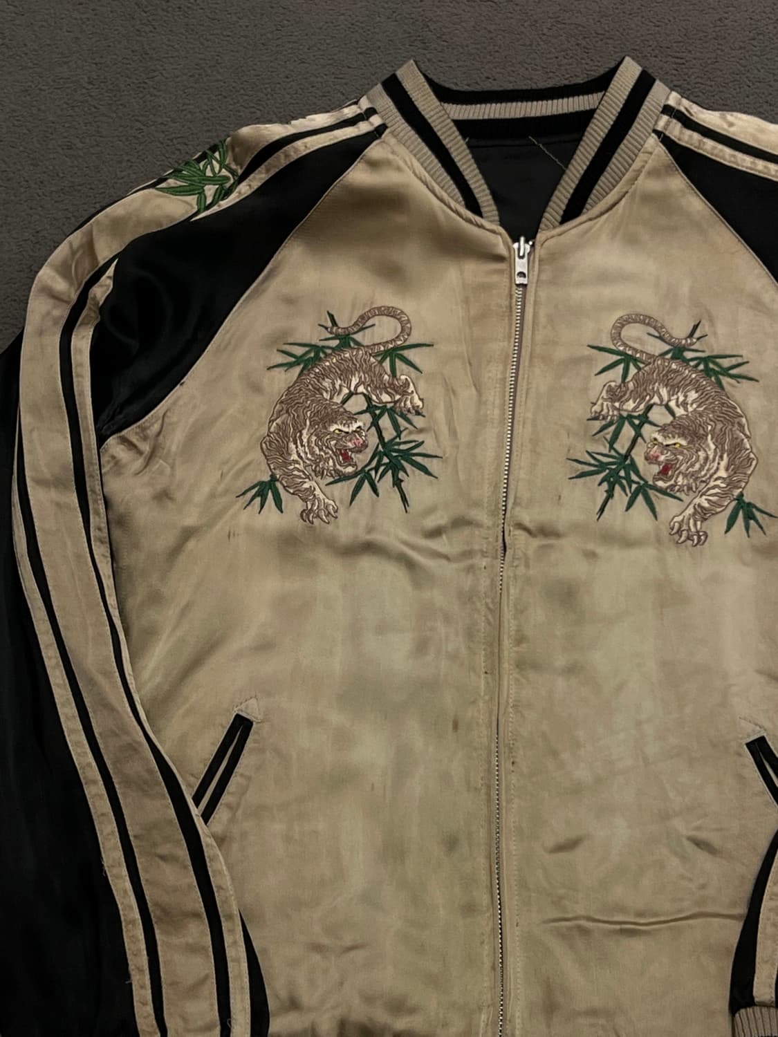 일본 클래식 스크립트 자수 리버시블 스카쟌 처분  상품이미지5