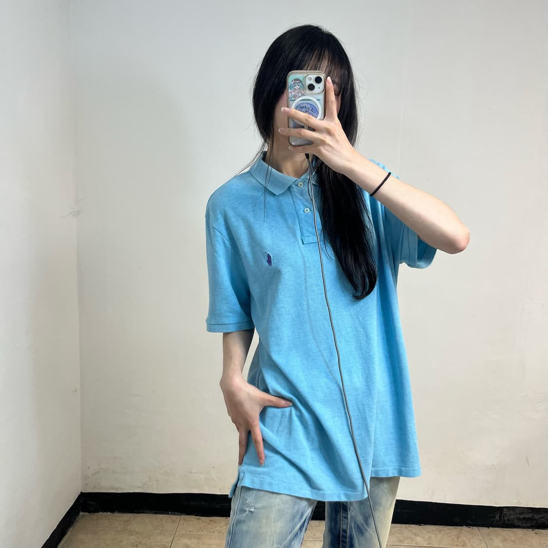 Polo sky blue collar t-shirt 상품이미지2