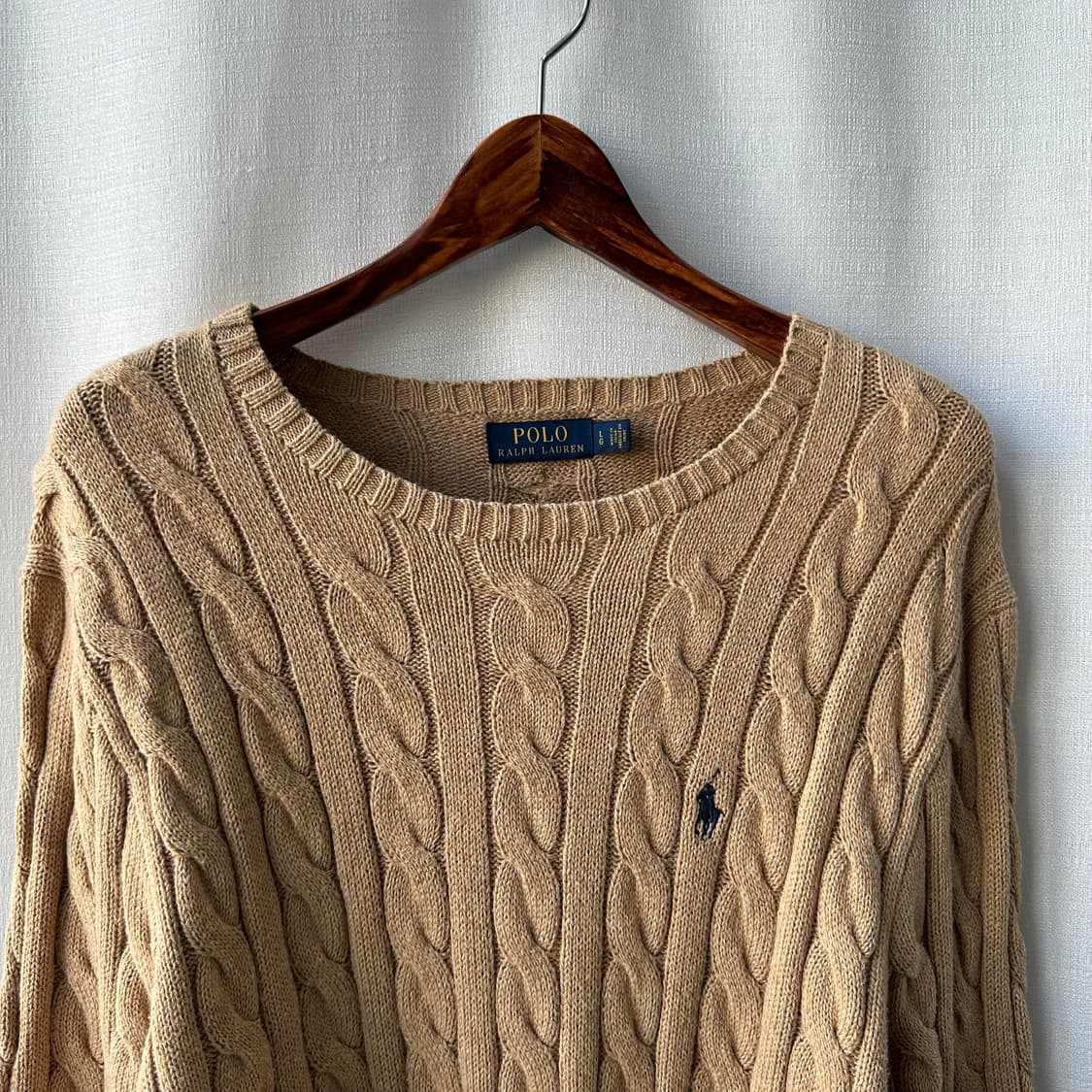 폴로 랄프로렌 케이블 니트 코튼 스웨터 베이지 L 상품이미지4
