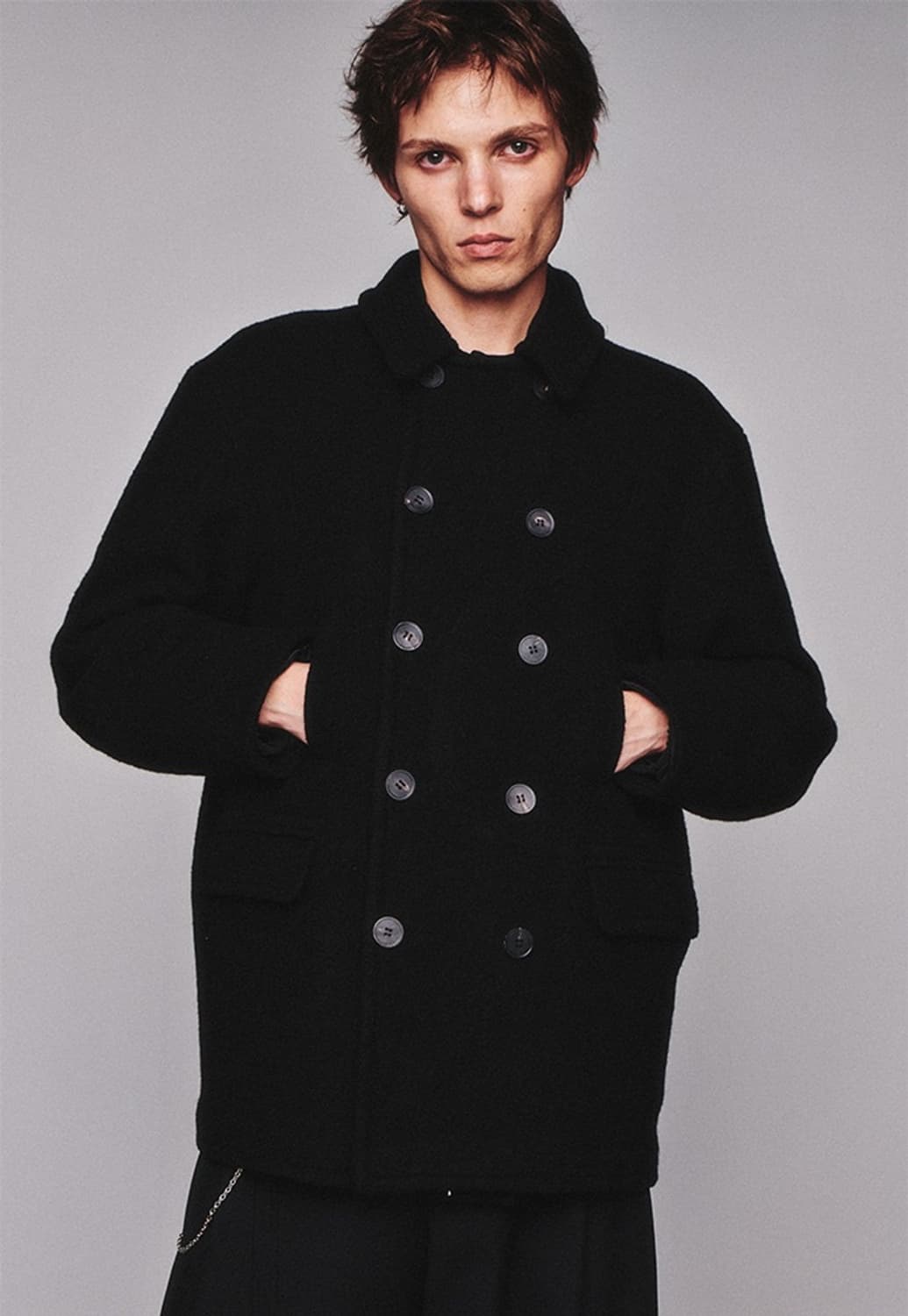 (구매) 아트이프액츠 Wool Pea Coat_Black L 구매합니다. 상품이미지1