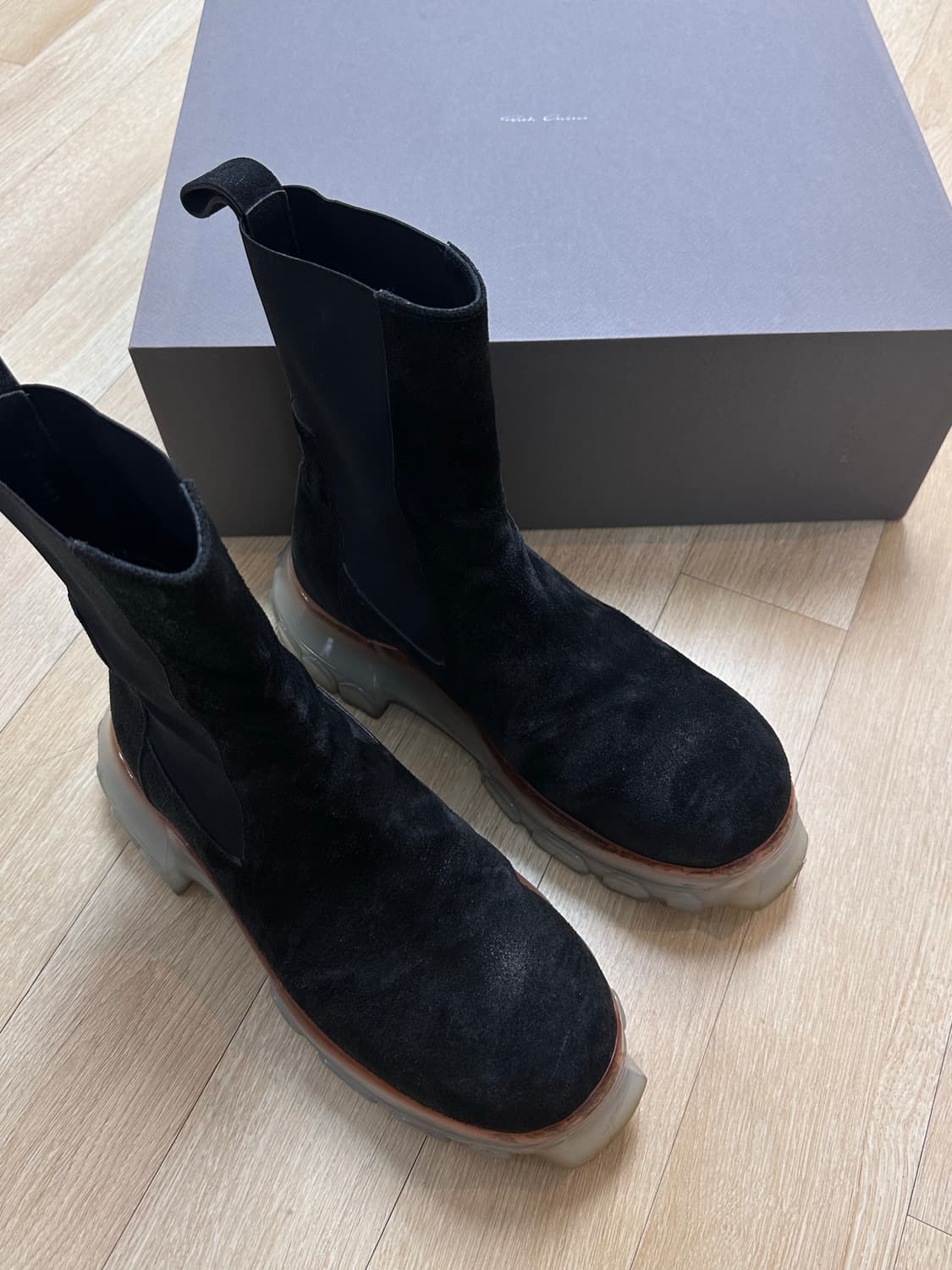 [42] 릭오웬스 트랙터 부츠 스웨이드 클리어솔 상품이미지3