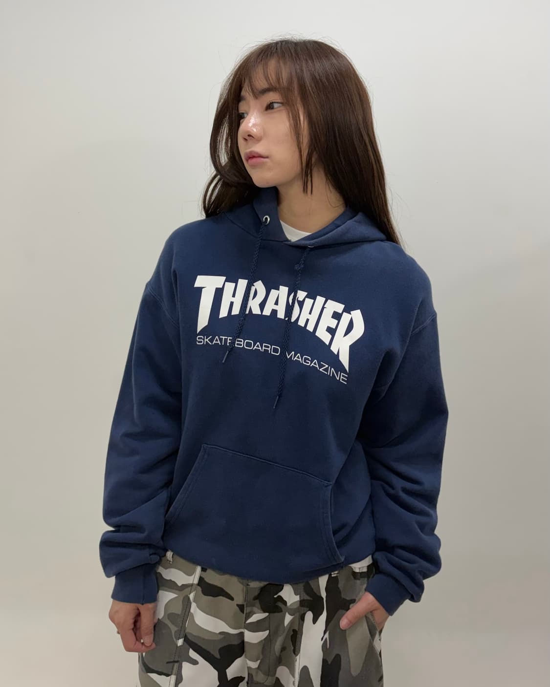 THRASHER 네이비 화이트 후디 상품이미지1