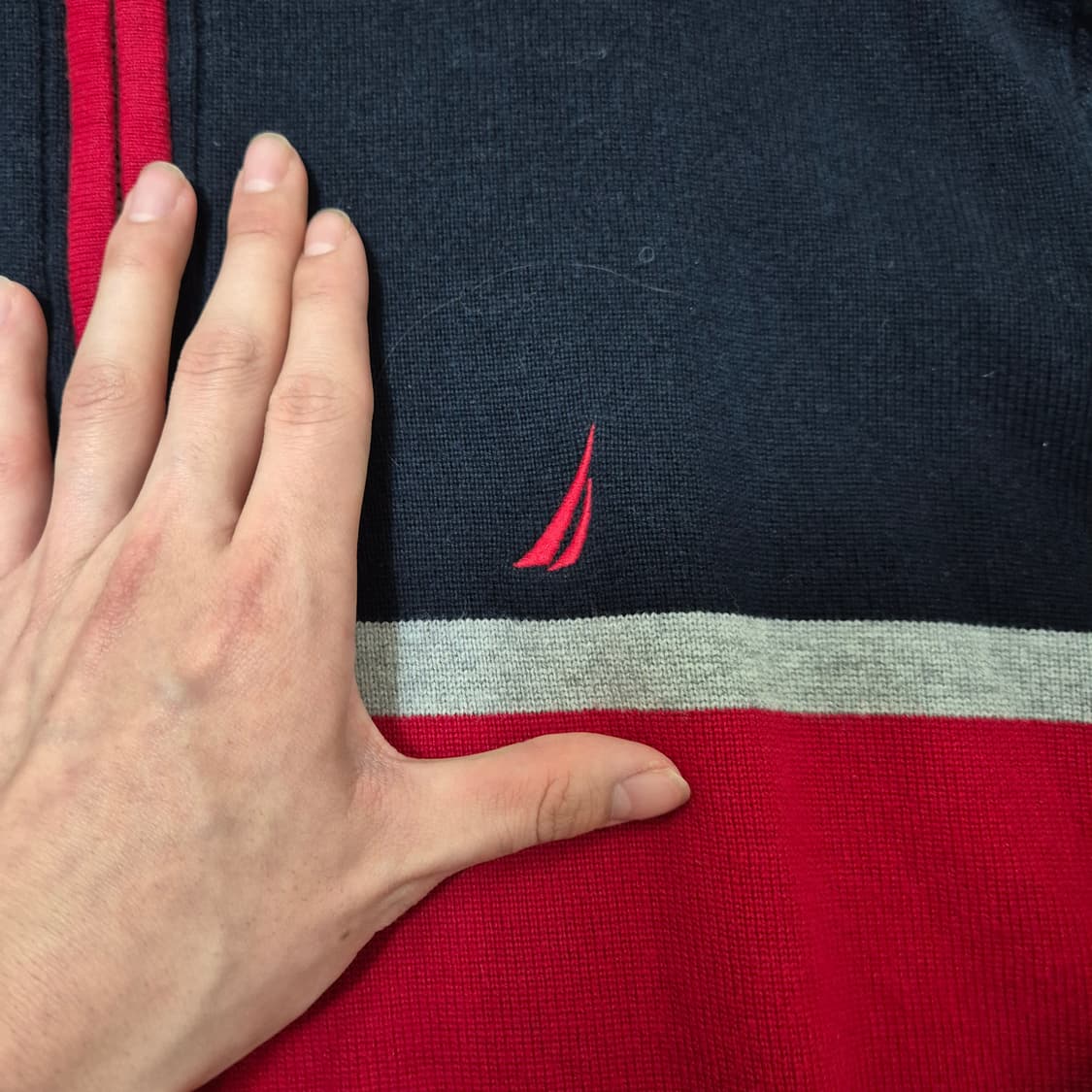 노티카 스트라이프 반집업 니트 M(95) 상품이미지4