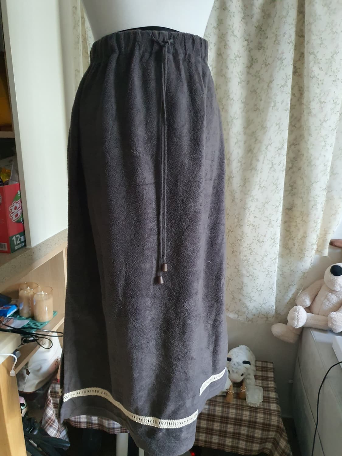 [모리걸] 브라운 융기모 롱 스커트 상품이미지1