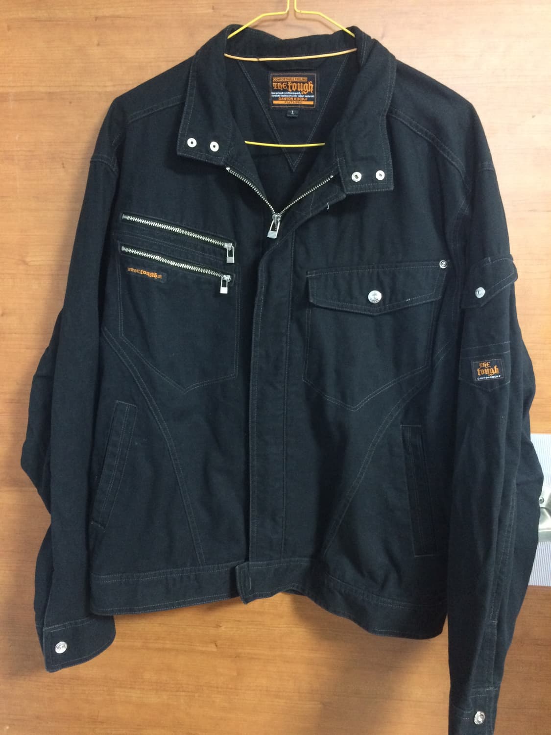 지퍼 디테일 블랙 데님 자켓 상품이미지1