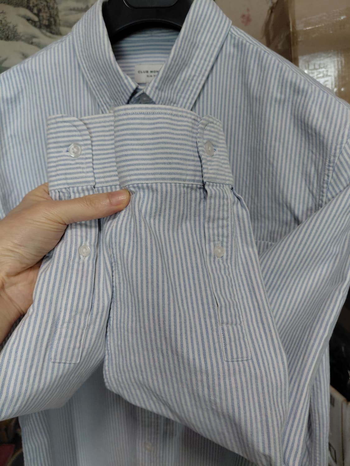 [클럽모나코]슬림핏 옥스포드 스트라이프 셔츠 M(100)사이즈 상품이미지9