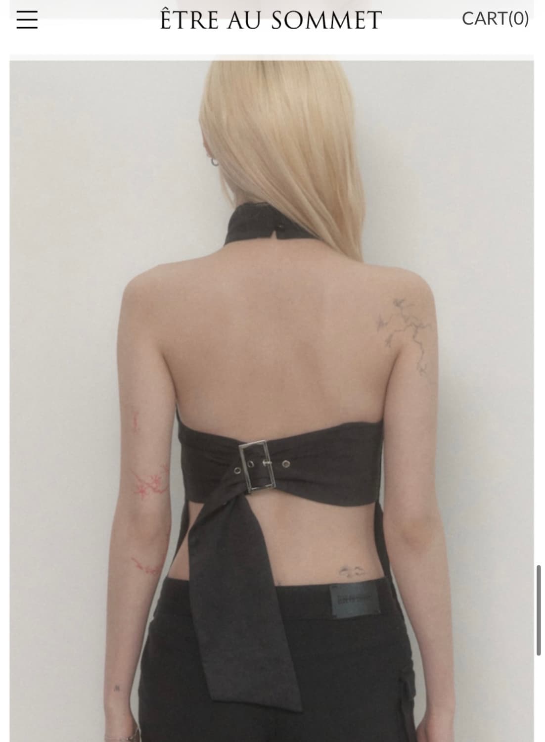 에트오소메 Back Big-belt Halter Top (Black) 상품이미지2