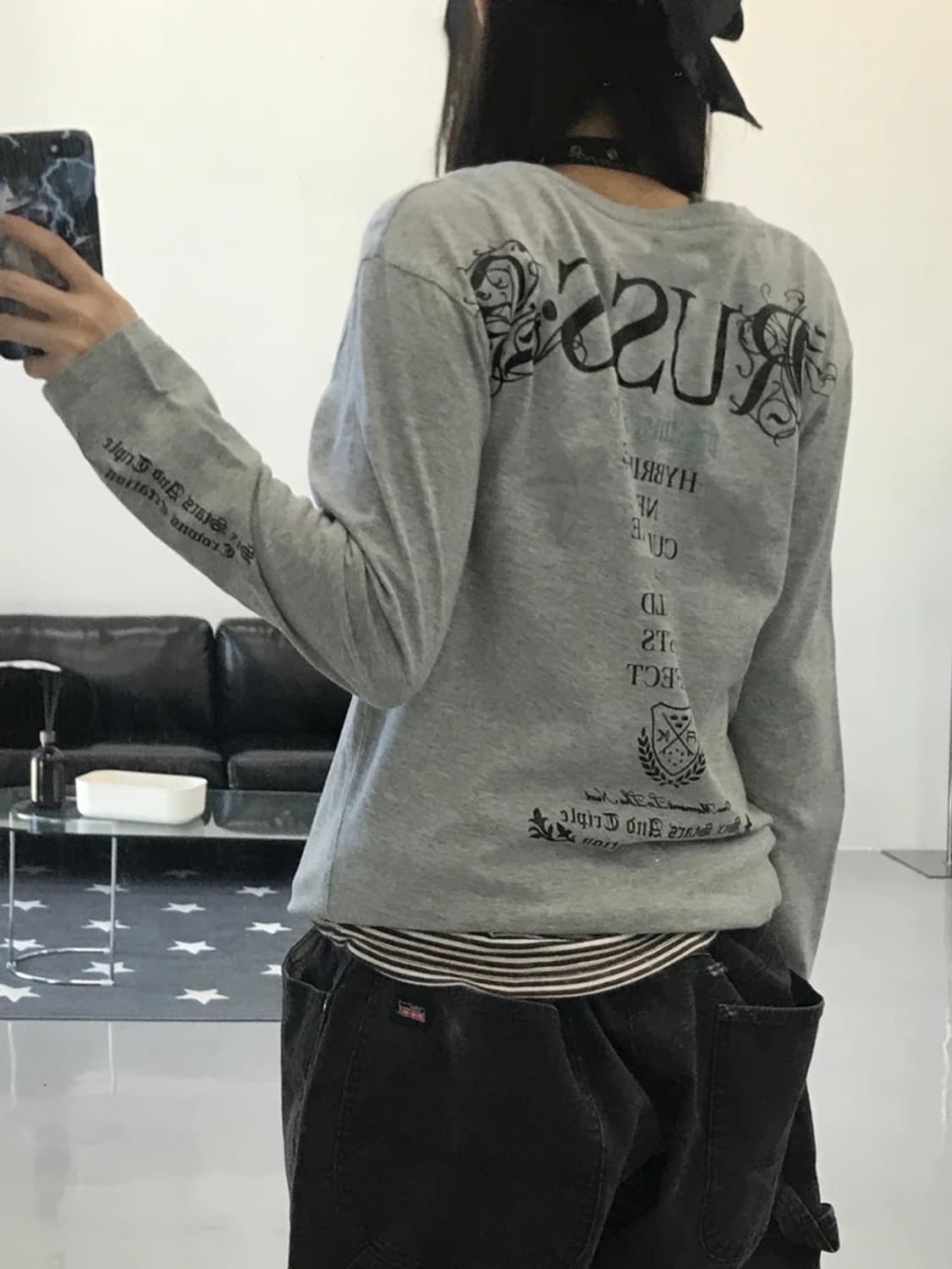 RUSS.K 프린팅 그레이 롱슬리브 상품이미지2