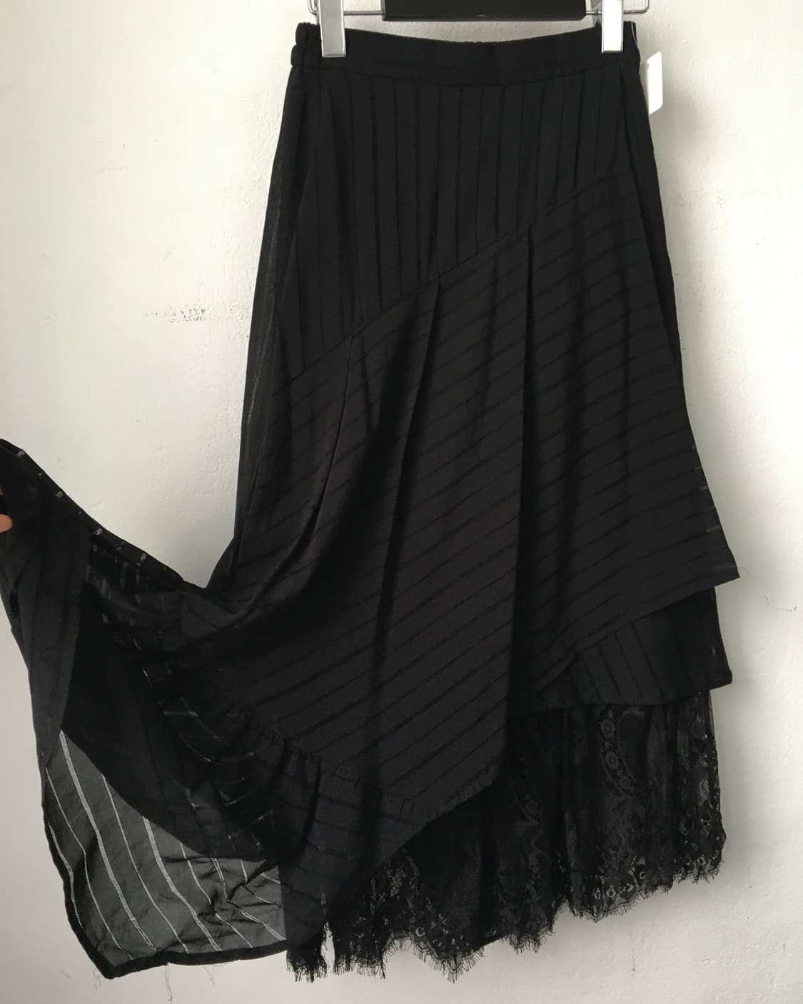 Lace layered stripe pattern unbalanced l 상품이미지4